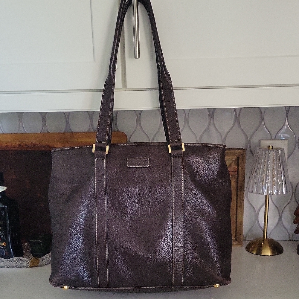 Maxx New York Brown Leather Large Boxy Shoulderbag